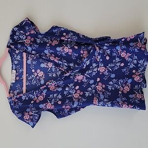 Pink Rose Floral Wrap Peplum Blouse